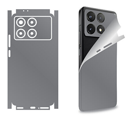 Xiaomi Poco C65 için uyumlu 360 full arka kaplama koruma sticker - GRİ