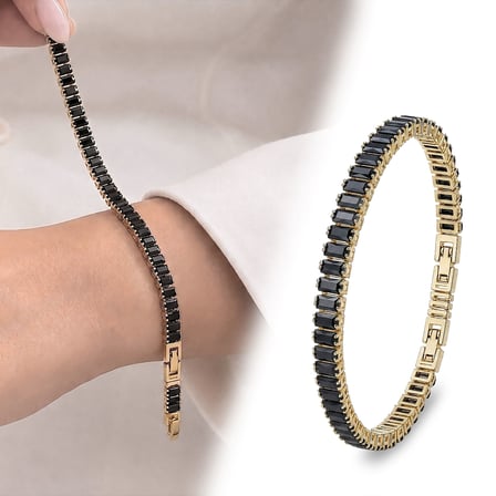 💎 Premium Parlak 5mm Siyah Zirkon Taş Su Yolu Kadın Bijuteri Bileklik 3183KBV4D2 (~18cm Gümüş Renk)