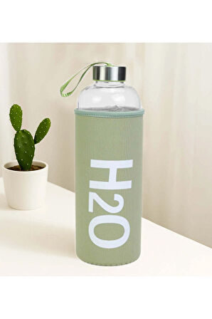 Yeşil Bez Kılıflı 1000 ml Cam Matara