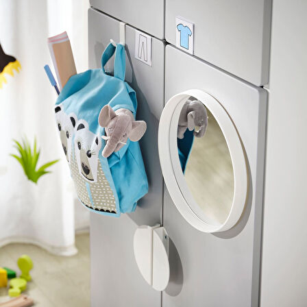 Çocuk gardırobu, beyaz-gri, 60x40x180 cm