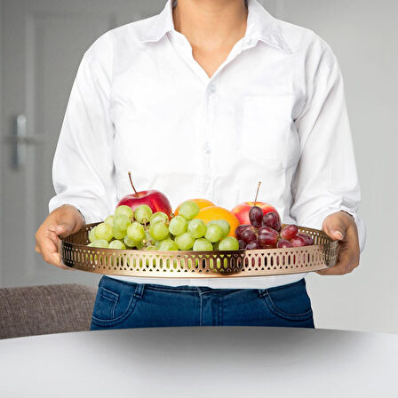 Yuvarlak tepsi, bakır rengi, 35x2 cm