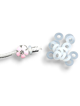 Beyaz-Yarı Saydam Silikon Stopper(Durdurucu) Charm - 2 Adet