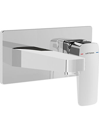 Artema Root Square A42738 Ankastre Lavabo Bataryası, Sıva Üstü, Krom