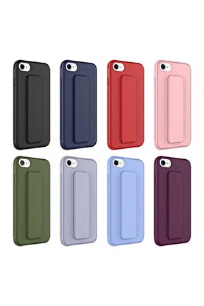 Apple iPhone SE 2022 ile Uyumlu Kılıf Mıknatıslı V Standlı Telefon Kılıfı Kapak