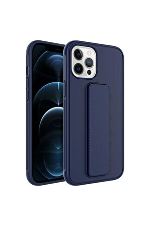 Apple iPhone 12 Pro Max ile Uyumlu Kılıf Mıknatıslı V Standlı Telefon Kılıfı Kapak