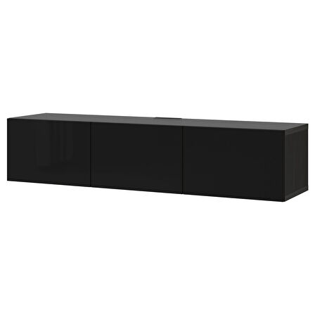 Tv sehpası, venge-parlak cila-siyah, 180x42x38 cm, SELSVIKEN