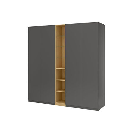 PAX gardırop, koyu gri-meşe görünümlü, 235x60x236 cm