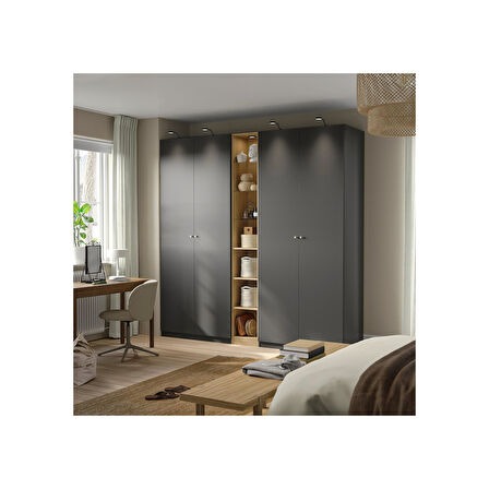 PAX gardırop, koyu gri-meşe görünümlü, 235x60x236 cm