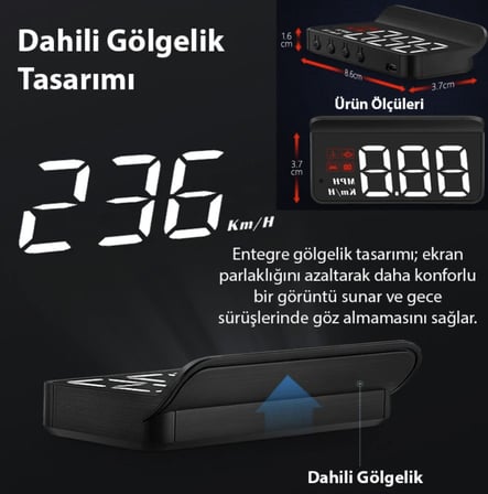Fiat Linea 2007-2018 modeller için head up display hayalet gösterge ekranı ön cam hız göstergesi