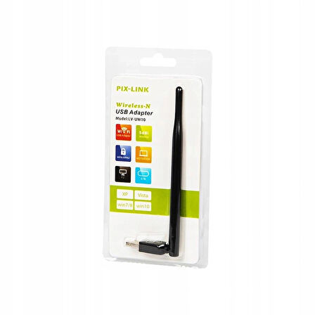 PIX-LINK LV-UW10 WIRELESS ADAPTÖR 150MBPS 5DB UYDU UYUMLU 