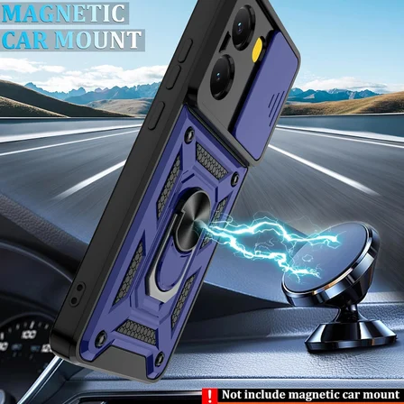 Xiaomi Poco X8 Pro Max ile Uyumlu Kılıf Magnetik Standlı Kamera Korumalı Sürgülü Kapak