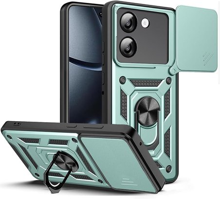 Xiaomi Poco X8 Pro ile Uyumlu Kılıf Magnetik Standlı Kamera Korumalı Sürgülü Kapak