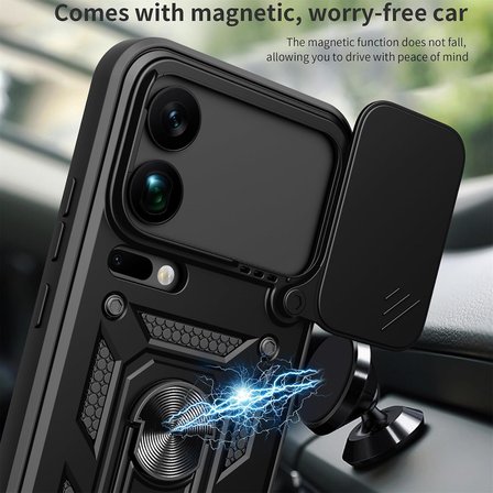 Xiaomi 17 Pro Max ile Uyumlu Kılıf Magnetik Standlı Kamera Korumalı Sürgülü Kapak