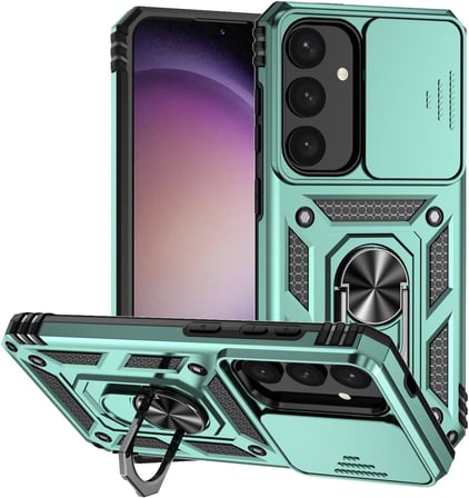 Samsung Galaxy S25 Plus ile Uyumlu Kılıf Magnetik Standlı Kamera Korumalı Sürgülü Kapak