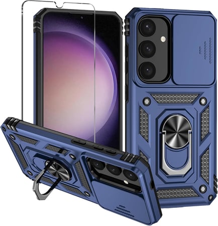 Samsung Galaxy S25 Uyumlu Kamera Sürgülü Tank Kılıf ve Temperli Cam Ekran Koruyucu Set