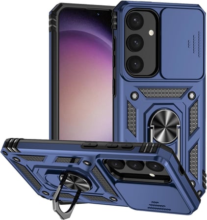 Samsung Galaxy S25 Uyumlu Kamera Sürgülü Tank Kılıf ve Temperli Cam Ekran Koruyucu Set