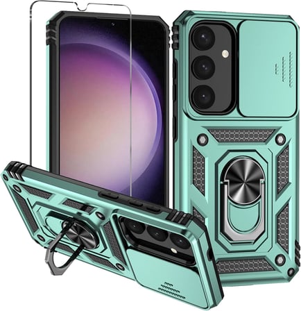 Samsung Galaxy S25 Uyumlu Kamera Sürgülü Tank Kılıf ve Temperli Cam Ekran Koruyucu Set