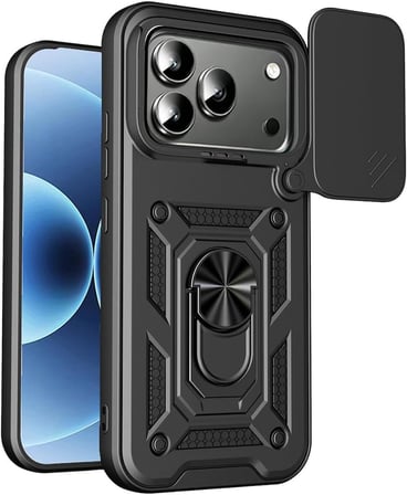 Honor 600 ile Uyumlu Kılıf Magnetik Standlı Kamera Korumalı Sürgülü Kapak