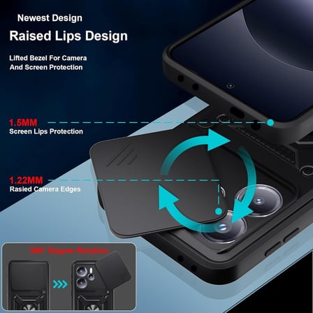 Honor 600 ile Uyumlu Kılıf Magnetik Standlı Kamera Korumalı Sürgülü Kapak