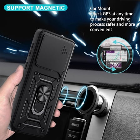 Honor 600 ile Uyumlu Kılıf Magnetik Standlı Kamera Korumalı Sürgülü Kapak