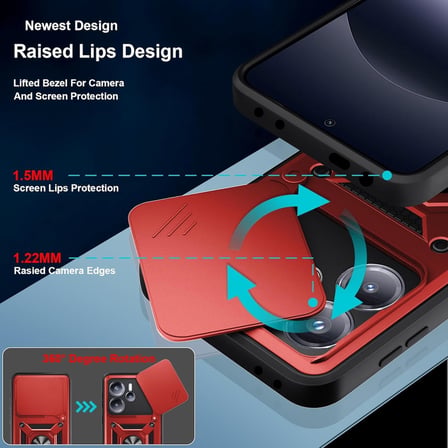 Honor 600 ile Uyumlu Kılıf Magnetik Standlı Kamera Korumalı Sürgülü Kapak