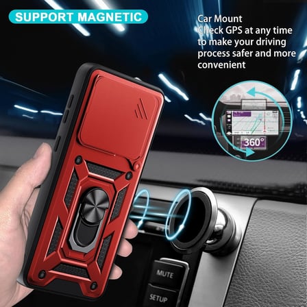 Honor 600 ile Uyumlu Kılıf Magnetik Standlı Kamera Korumalı Sürgülü Kapak