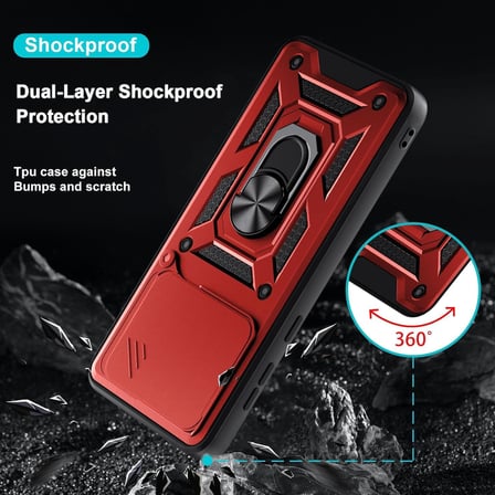 Honor 600 ile Uyumlu Kılıf Magnetik Standlı Kamera Korumalı Sürgülü Kapak