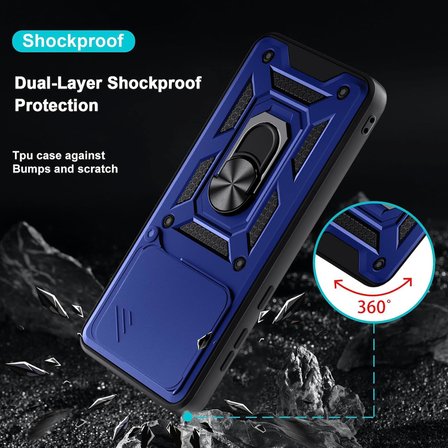 Honor 600 Pro ile Uyumlu Kılıf Magnetik Standlı Kamera Korumalı Sürgülü Kapak