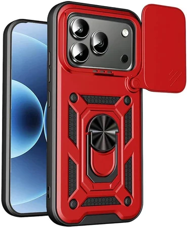 Honor 600 Pro ile Uyumlu Kılıf Magnetik Standlı Kamera Korumalı Sürgülü Kapak