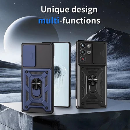 Honor 600 Lite ile Uyumlu Kılıf Magnetik Standlı Kamera Korumalı Sürgülü Kapak