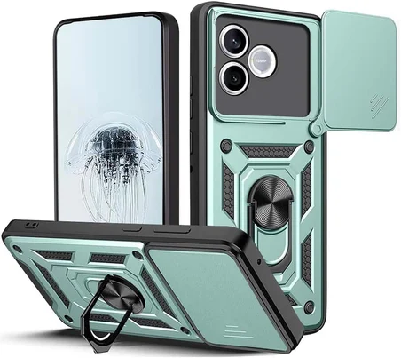Honor 600 Lite ile Uyumlu Kılıf Magnetik Standlı Kamera Korumalı Sürgülü Kapak