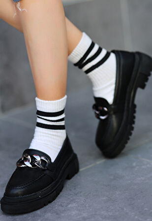 Biga Siyah Cilt Dolgu Topuk Ayakkabı