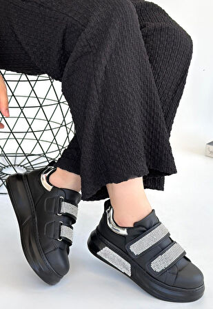 Nino Siyah Cilt Cırt Cırtlı Spor Ayakkabı