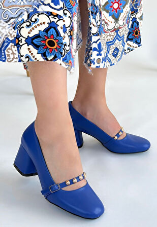 Tino Mavi Cilt Topuklu Ayakkabı