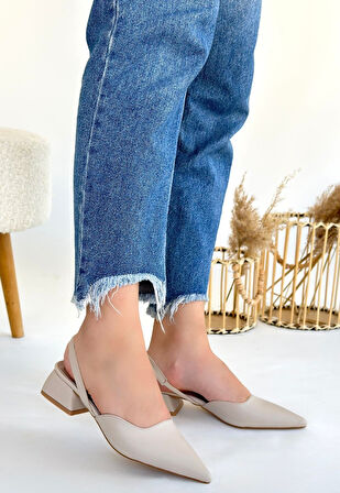 Jenti Bej Cilt Topuklu Ayakkabı