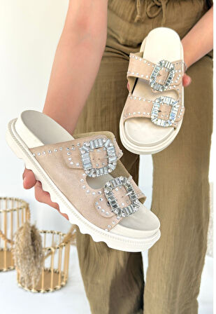 Juana Bej Nubuk Taşlı Terlik