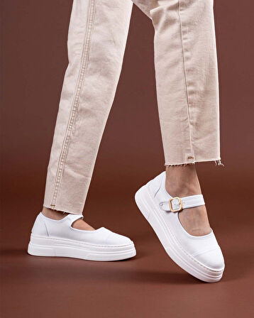 Lunni Beyaz Keten Spor Ayakkabı