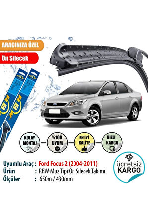 Ford Focus 2 2004-2011 Uyumlu Muz Tipi Ön Silecek Takım