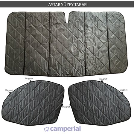 Motokaravan  Ön ve Yan Camlar için Isı Yalıtım Güneşlik  Fiat Ducato  Peugeot Boxer Citroen Jumper