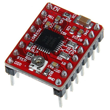 A4988 Soğutuculu DC 8-35V 2A Step Motor Sürücü Kartı Kırmızı PCB