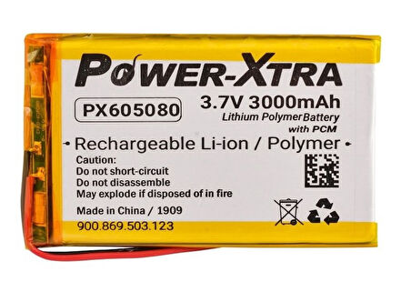 Power-Xtra PX605080 3.7V 3000 mAh Lithium Polymer Batarya Li-Po Pil