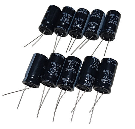 10 Adet 470uF 63V Elektrolitik Kondansatör 13x25mm