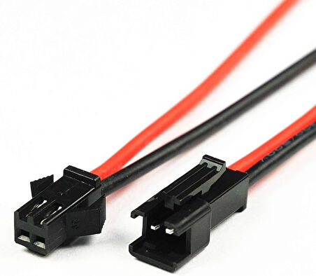 JST SM 2 Pin Kablolu Konnektör Seti  - 22AWG 20cm