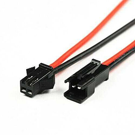 JST SM 2 Pin Kablolu Konnektör Seti  - 22AWG 20cm