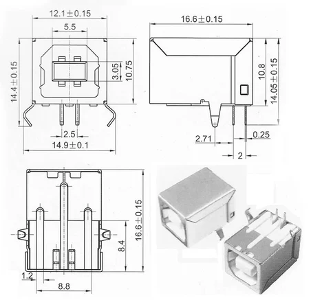5 Adet USB B Tipi Dişi Konnektör Beyaz Lehim Tip Yazıcı Kablosu Dişi Soket