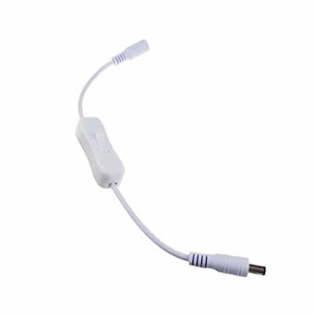 Anahtarlı DC Adaptör Güç Bağlantı Uzatma Kablosu 20cm Beyaz
