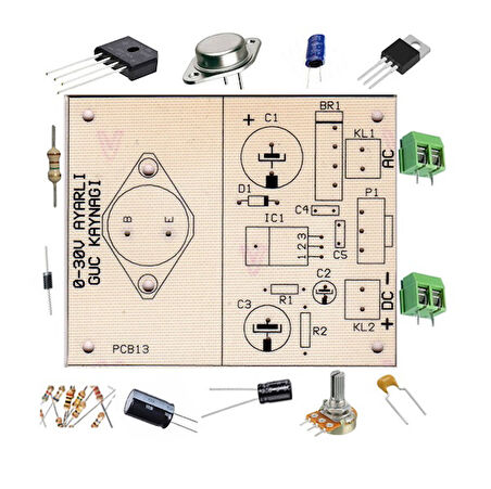 0-30V 1.5A Ayarlı Güç Kaynağı Devresi AC Giriş DC Çıkış - Demonte(Montesiz)