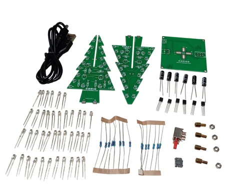 DC 5V Yanıp Sönen RGB Led 3D Noel Yılbaşı Çam Ağacı Kendin Yap Hobi Devresi DIY Lehimleme Kiti Demonte(Montesiz)