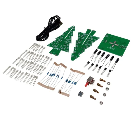 DC 5V Yanıp Sönen RGB Led 3D Noel Yılbaşı Çam Ağacı Kendin Yap Hobi Devresi DIY Lehimleme Kiti Demonte(Montesiz)