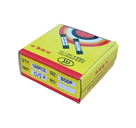 0.5A Küçük Cam Sigorta 5x20mm 0.5 Amper 100 Adet